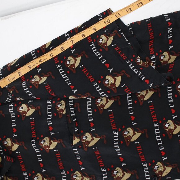 Vintage 90s Looney Tunes Mania Shirt Mens Large U LITTLE DEVIL Silk Taz all over - Picture 4 of 12
